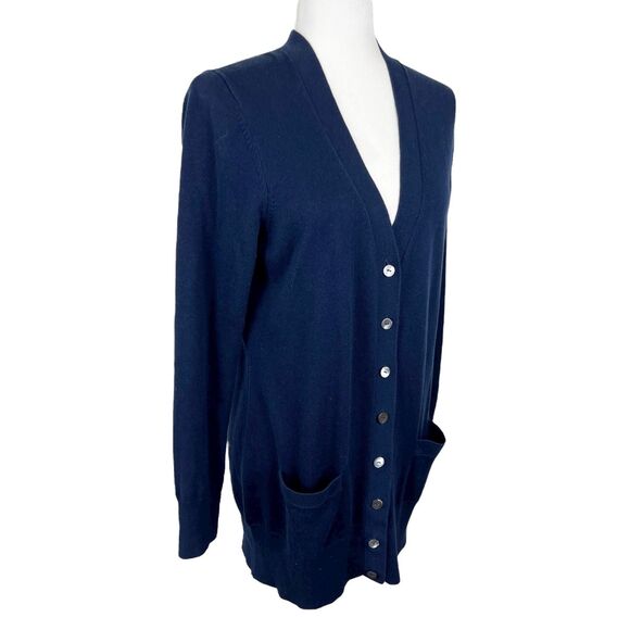 Brooks Brothers Sweater Women Large Navy Knit Cotton Cashmere Button Up Cardigan - Picture 4 of 15